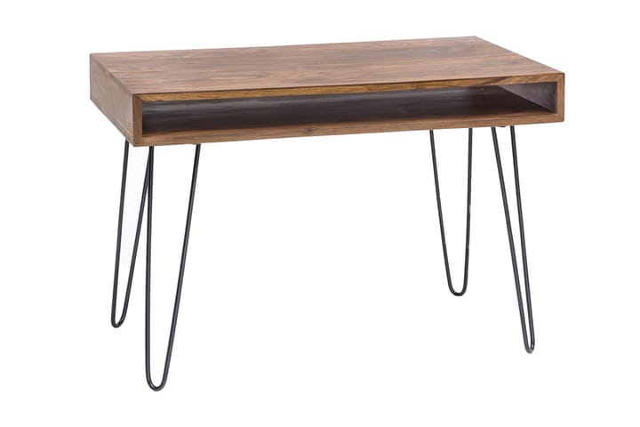 Skrivebord Lochside 110 cm med Oppbevaringshylle - Massivt Tre/Svart - Møbler - Bord - Kontorbord - Skrivebord