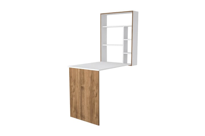 Skrivebord Magicbox 77 cm med Oppbevaringshyller Hvit/Brun - Homemania - Møbler - Bord - Kontorbord - Skrivebord - Hjørneskrivebord