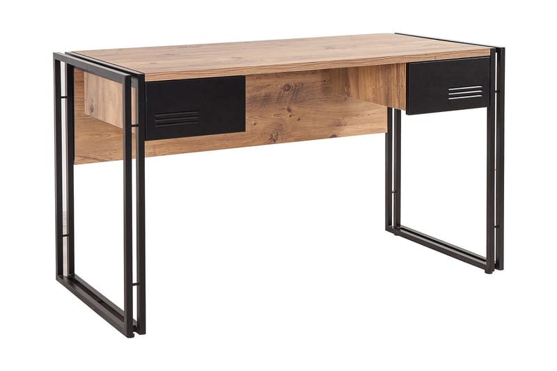 Skrivebord Masako 139 cm med Oppbevaring 2 Skuffer - Tre/Svart - Møbler - Bord - Kontorbord - Skrivebord