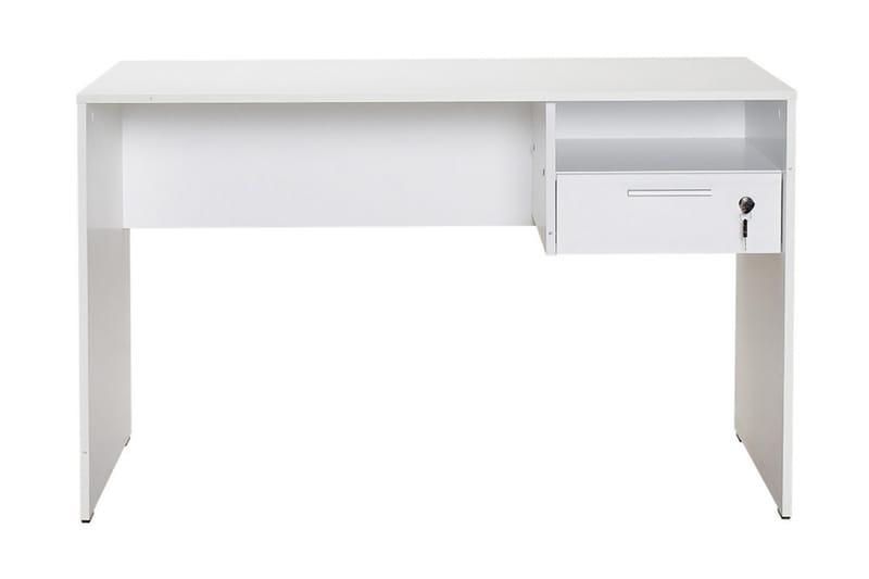 Skrivebord Mazirbe 120 cm med Oppbevaring Hyller + Låsbar Sk - Hvit - Møbler - Bord - Kontorbord - Skrivebord