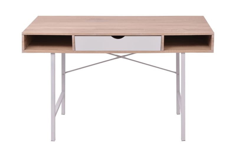 Skrivebord med 1 skuff eik og hvit - Flerfarget - Møbler - Bord - Kontorbord - Skrivebord