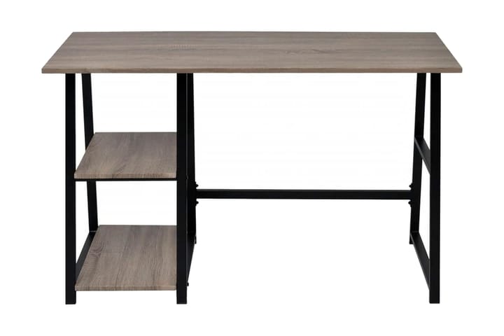 Skrivebord med 2 hyller grå og eik - Flerfarget - Møbler - Bord - Kontorbord - Skrivebord