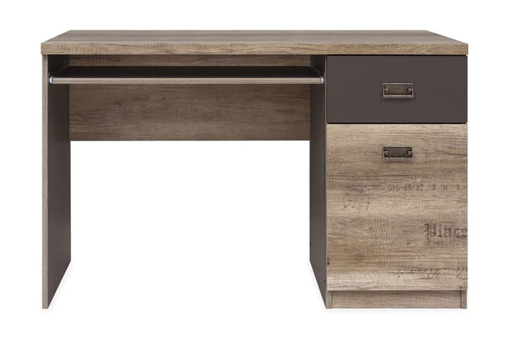 Skrivebord Minette 120 cm med Oppbevaring Skuff + Skap - Eikfarge/Grå - Møbler - Bord - Kontorbord - Skrivebord