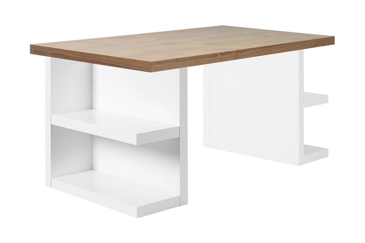 Skrivebord Multi 180 cm med Oppbevaringshyller - Hvit/Valnøttsfiner - Møbler - Bord - Kontorbord - Skrivebord
