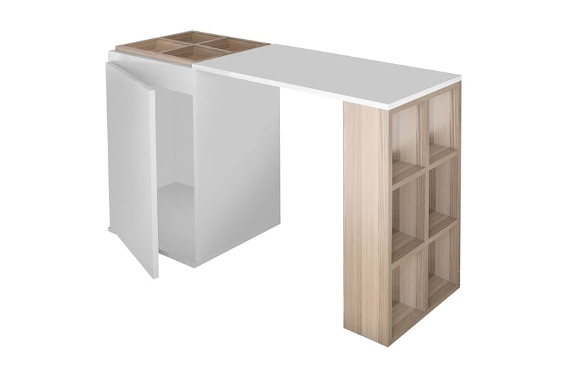 Skrivebord Pangler 120 cm med Oppbevaringshyller + Skap - Hvit - Møbler - Bord - Kontorbord - Skrivebord