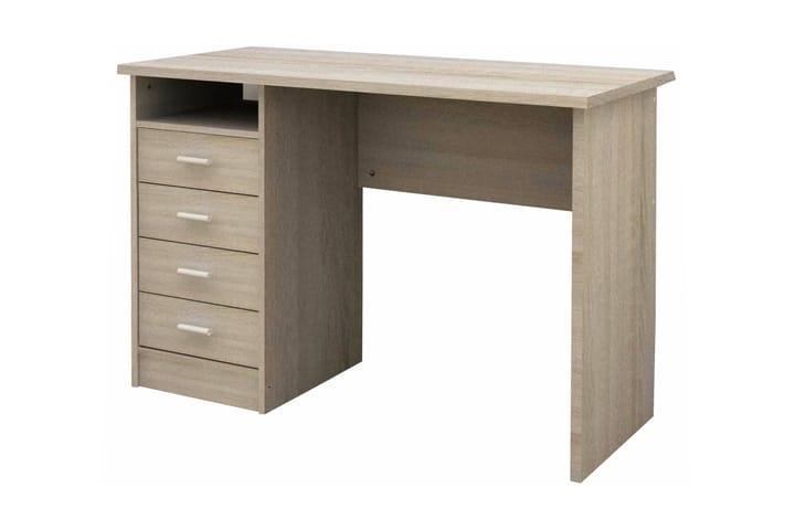 Skrivebord Praxia 110 cm med Oppbevaring Skuffer + Hylle - Eik - Møbler - Bord - Kontorbord - Skrivebord