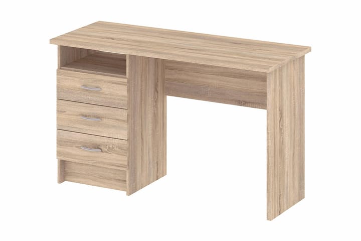 Skrivebord Praxia 120 cm med Oppbevaring Skuffer + Hylle - Eik - Møbler - Bord - Kontorbord - Skrivebord