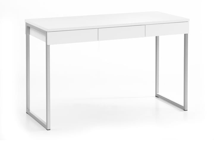 Skrivebord Praxia Plus 126 cm med Oppbevaring 3 Skuffer - Hvit/Krom - Møbler - Sofaer - Skinnsofaer