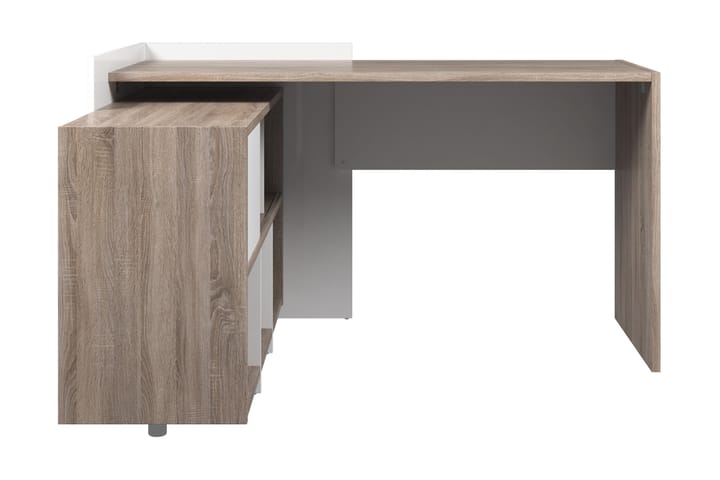 Skrivebord Praxia Plus 140 cm med Oppbevaringshyller - Tryffel/Hvit - Møbler - Bord - Kontorbord - Skrivebord - Hjørneskrivebord