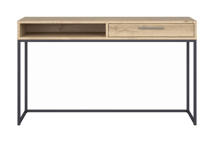 Skrivebord Segalas 131 cm med Oppbevaringsskuff + Hylle - Eikfarge/Grafit - Oppbevaring - Oppbevaringsmøbler - Kommode