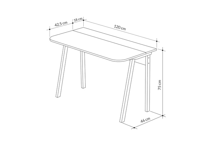 Skrivebord Shett 120x75x120 cm - Hvit - Møbler - Bord - Kontorbord - Skrivebord