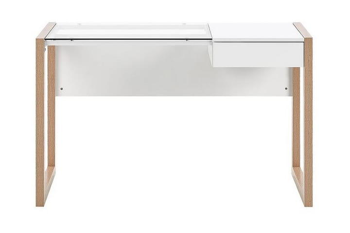 Skrivebord Skiatook 120 cm med Oppbevaringsskuff - Hvit/Lyst Tre - Oppbevaring - Hylle - Bokhylle