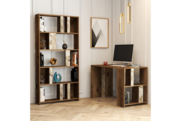 Skrivebord Tibani 120 cm - Mørkebrun/Hvit - Møbler - Bord - Kontorbord - Skrivebord