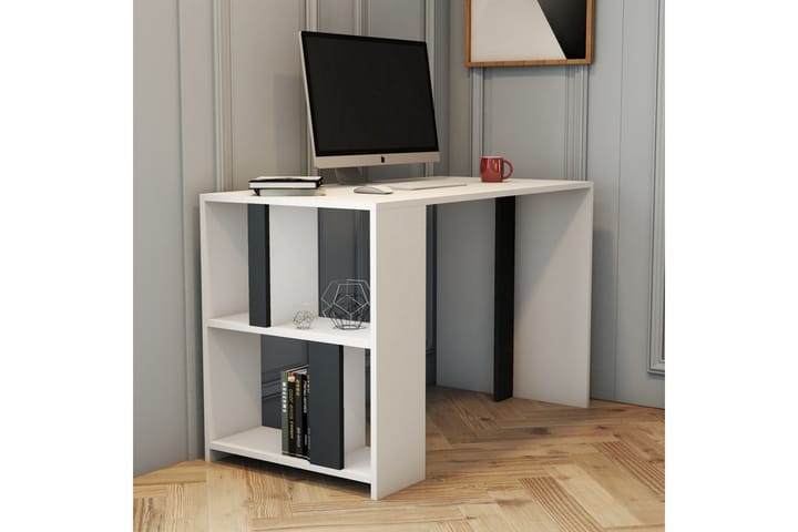 Skrivebord Tibani 120 cm med Oppbevaringshylle - Hvit/Antrasitt - Møbler - Stoler - Spisestuestoler & kjøkkenstoler