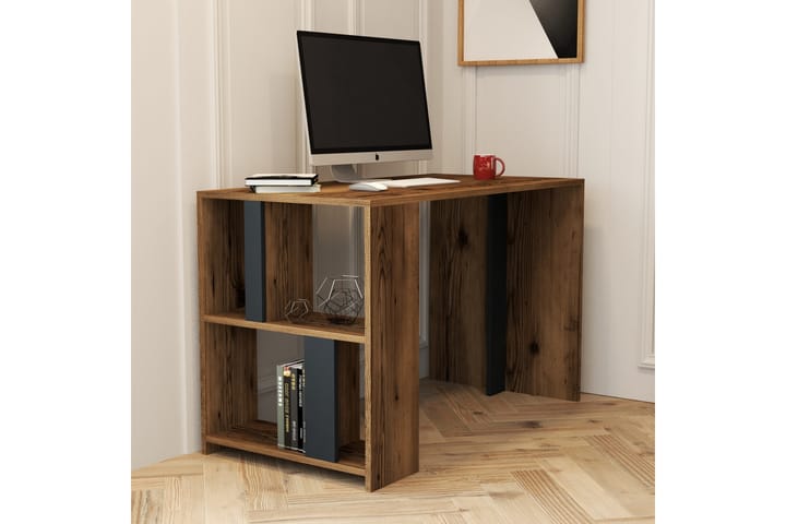 Skrivebord Tibani 120 cm med Oppbevaringshylle - Valnøttsbrun/Antrasitt - Møbler - Stoler - Spisestuestoler & kjøkkenstoler