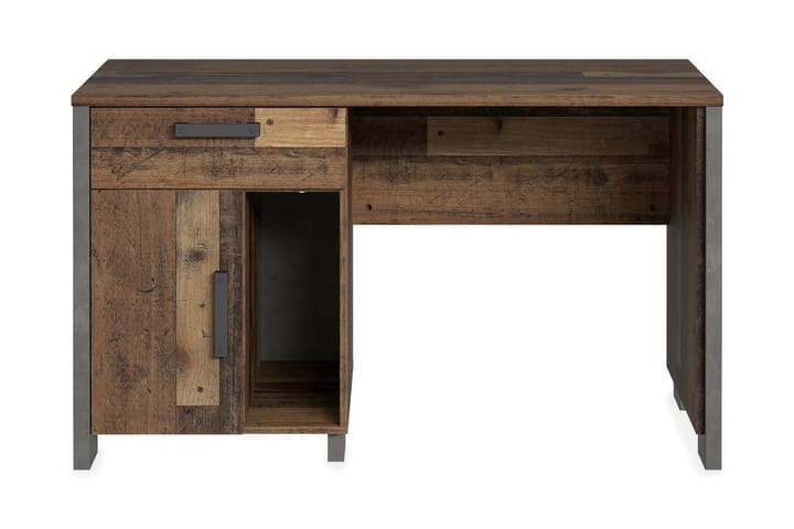 Skrivebord Treknow 127 cm med Oppbevaringsskuff + Skap - Brun/Grå - Møbler - Bord - Kontorbord - Skrivebord