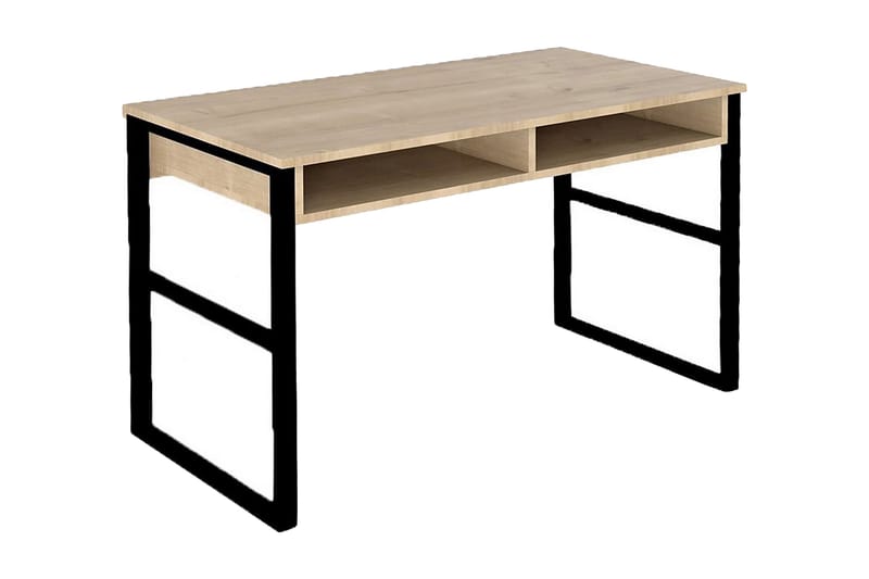 Skrivebord Tyrsberget 120 cm med Oppbevaringshylle - Natur/Svart - Møbler - Bord - Kontorbord - Skrivebord