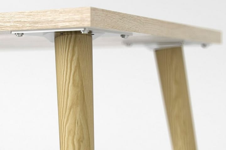 Skrivebord Vasiliki 145 cm med Oppbevaring Skuffer + Hyller - Hvit/Natur - Møbler - Bord - Kontorbord - Skrivebord