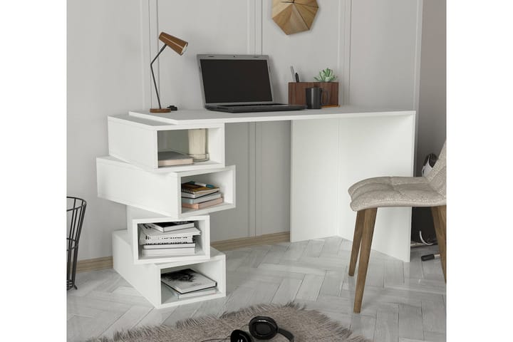 Skrivebord Verano 130 cm med Oppbevaringshyller - Hvit - Møbler - Bord - Kontorbord - Skrivebord