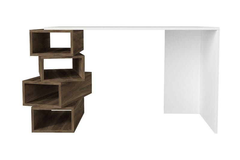 Skrivebord Verano 130 cm med Oppbevaringshyller - Hvit/Valnøttsbrun - Møbler - Bord - Kontorbord - Skrivebord