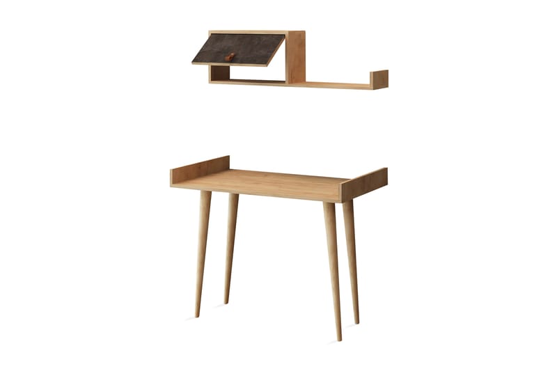 Skrivebord Zonata 100 cm med Oppbevaring Vegghylle - Grå/Tre - Møbler - Bord - Kontorbord - Skrivebord