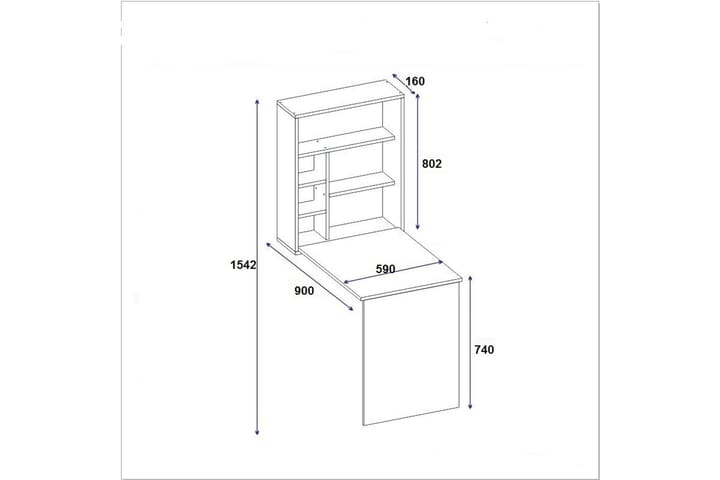 Veggskrivebord Ridlington 90 cm med Oppbevaringshyller - Hvit - Møbler - Bord - Kontorbord - Skrivebord