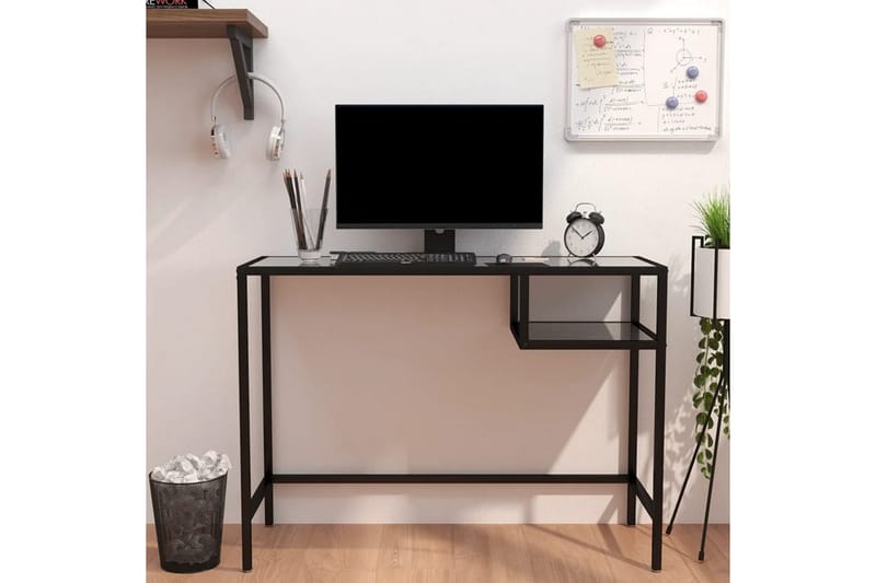 Databord svart marmor 100x36x74 cm herdet glass - Svart - Møbler - Bord - Kontorbord - Skrivebord - Hev og senkbart skrivebord