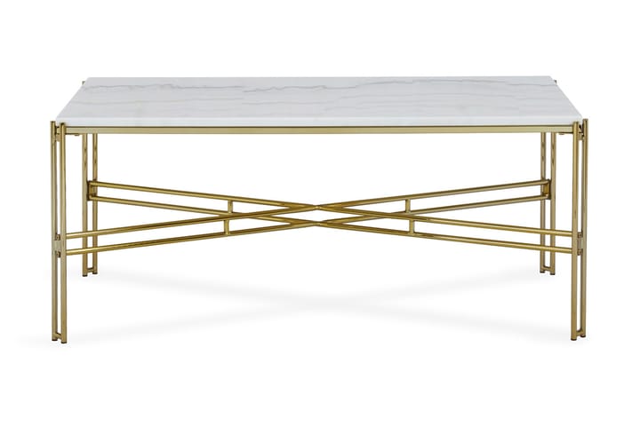 Sofabord Sisko 110 cm Marmor - Hvit|Messing - Møbler - Bord - Marmorbord