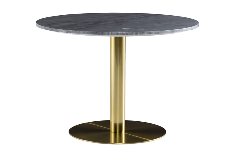 Spisebord Justine 106 cm Rundt Marmor - Grå|Børstet Messing - Møbler - Bord - Spisebord & kjøkkenbord