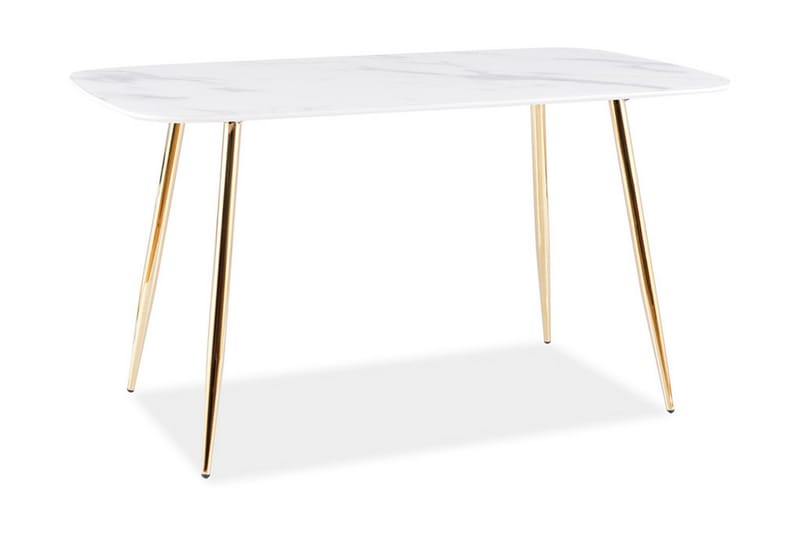 Spisebord Kore 140 cm Marmorlook - Glass/Hvit/Gull - Møbler - Bord - Spisebord & kjøkkenbord