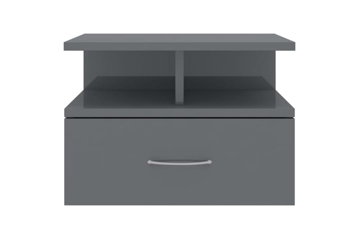 Flytende nattbord høyglans grå 40x31x27 cm sponplate - Grå - Møbler - Bord - Sengebord & nattbord