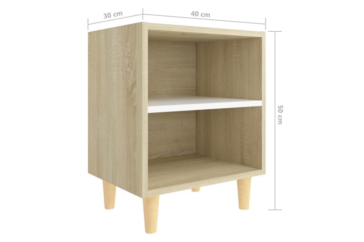 Nattbord med ben i heltre sonoma eik og hvit 40x30x50 cm - Beige - Møbler - Bord - Sengebord & nattbord