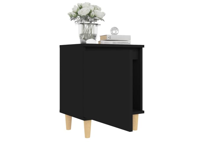 Nattbord med ben i heltre svart 40x30x50 cm - Svart - Møbler - Bord - Sengebord & nattbord