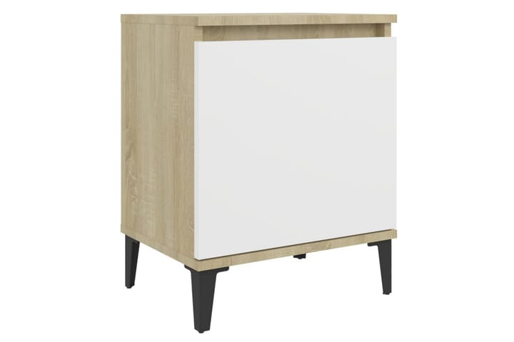 Nattbord med metallben sonoma eik og hvit 40x30x50 cm - Beige - Møbler - Bord - Sengebord & nattbord