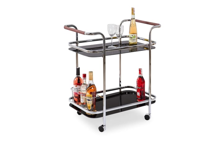 Drinkvogn Rubie Glass - Svart - Møbler - Bord - Serveringsvogn & serveringsbord - Rullevogn, rullebord & serveringsbord