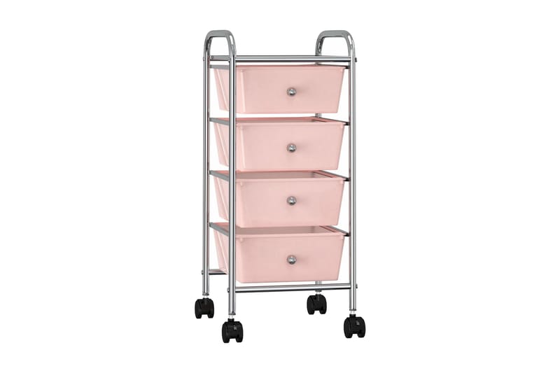 Oppbevaringsvogn 4 skuffer plast rosa - Møbler - Bord - Serveringsvogn & serveringsbord - Rullevogn, rullebord & serveringsbord