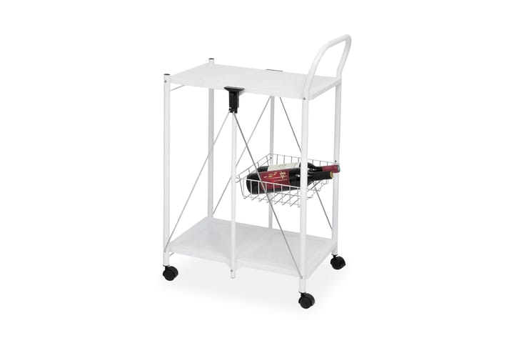 Rullebord Lively 58 cm Sammenleggbart - Hvit|Krom - Møbler - Bord - Serveringsvogn & serveringsbord - Trillebord & Serveringsbord