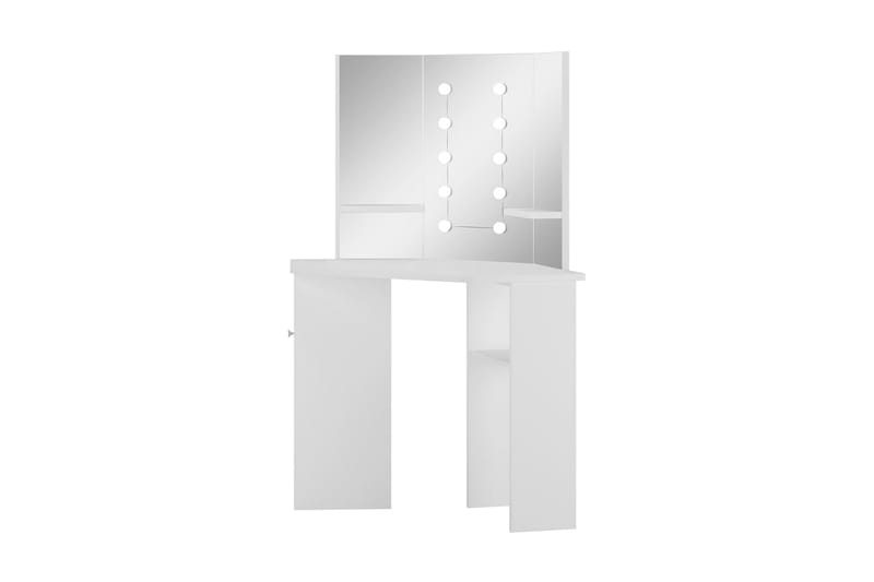 Hjørnemontert sminkebord med LED hvit - Hvit - Møbler - Bord - Sminkebord & toalettbord
