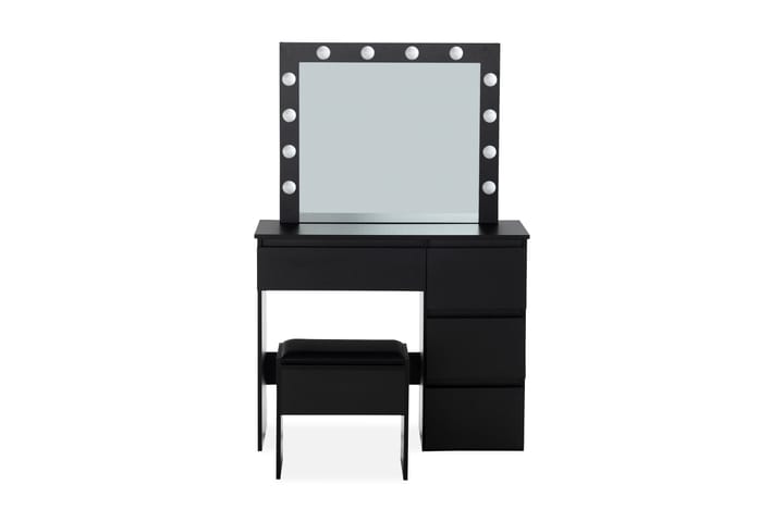 Sminkbord Lycke 140 cm med LED Belysning - Svart - Møbler - Bord - Sminkebord & toalettbord - Sminkebord med lamper