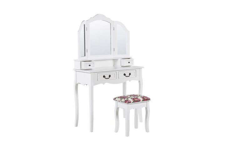 Toalettbord Marsolan 90 cm Sammenleggbar Speil + Krakk - Hvit - Møbler - Bord - Sminkebord & toalettbord