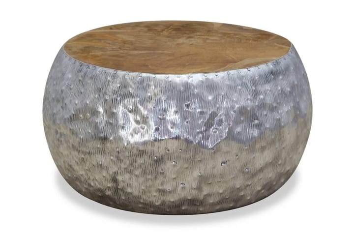 Salongbord aluminium teak 60x60x30 cm - Sølv - Møbler - Bord - Sofabord