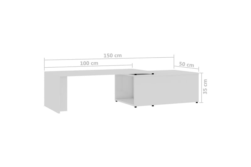 Salongbord høyglans hvit 150x50x35 cm sponplate - Hvit - Møbler - Bord - Sofabord