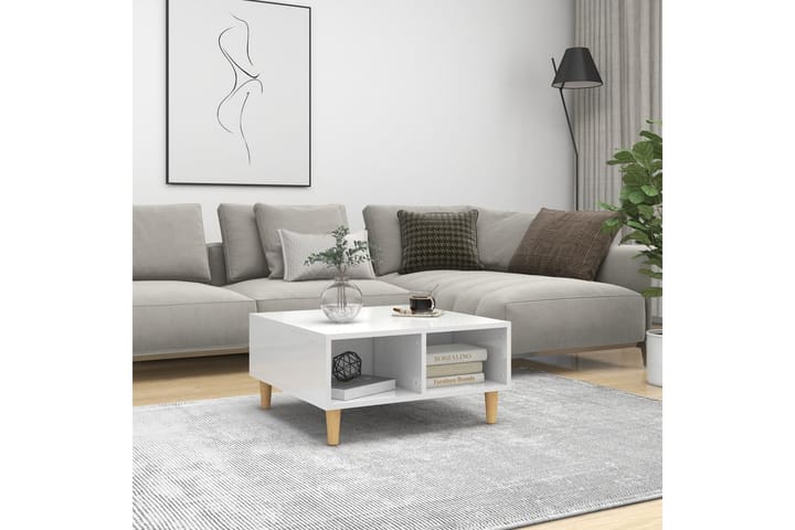 Salongbord høyglans hvit 60x60x30 cm sponplate - Hvit - Møbler - Bord - Sofabord