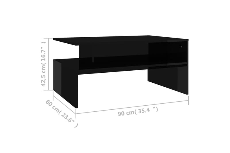 Salongbord høyglans svart 90x60x42,5 cm sponplate - Svart - Møbler - Bord - Sofabord