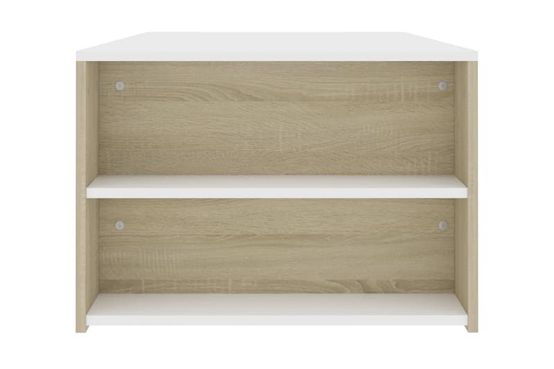 Salongbord hvit og sonoma eik 100x60x42 cm sponplate - Beige - Møbler - Bord - Sofabord