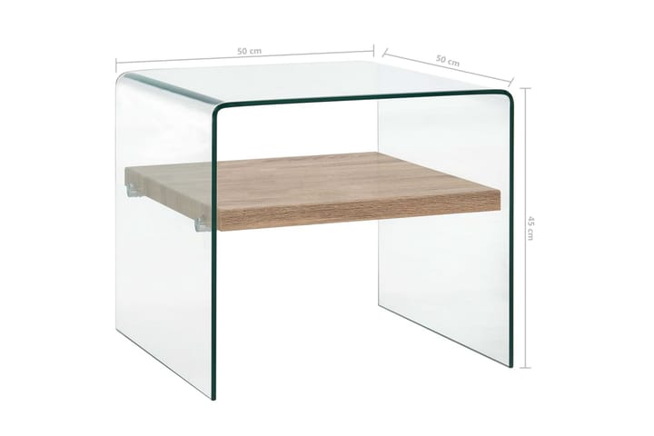 Salongbord klart 50x50x45 cm herdet glass - Gjennomsiktig - Møbler - Bord - Sofabord