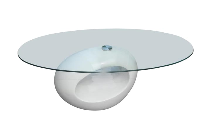 Salongbord med oval glassflate høyglans hvit - Hvit - Møbler - Bord - Sofabord