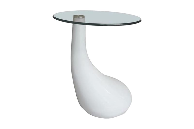 Salongbord med rund glassflate høyglans hvit - Hvit - Møbler - Bord - Sofabord