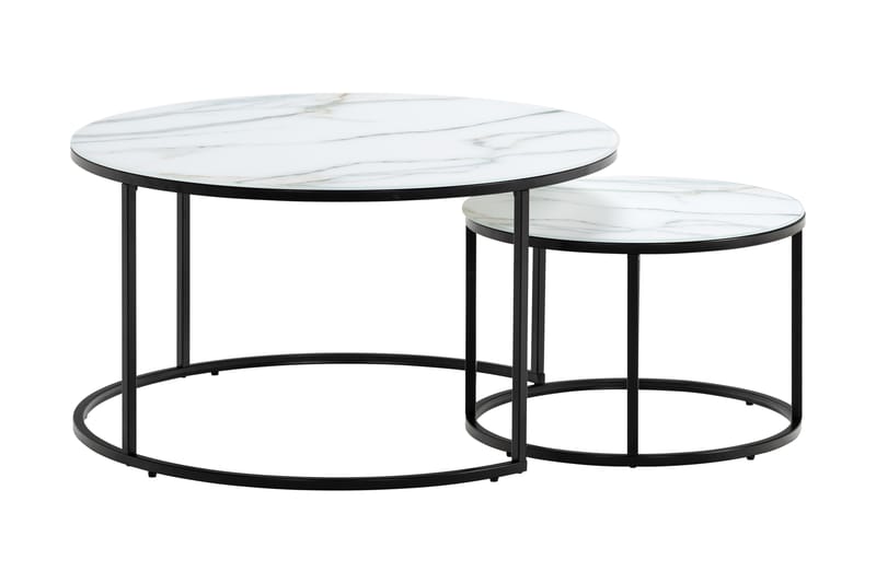 Settbord Grasp Marmorglass - Svart|Hvit - Møbler - Bord - Avlastningsbord & sidobord - Settbord