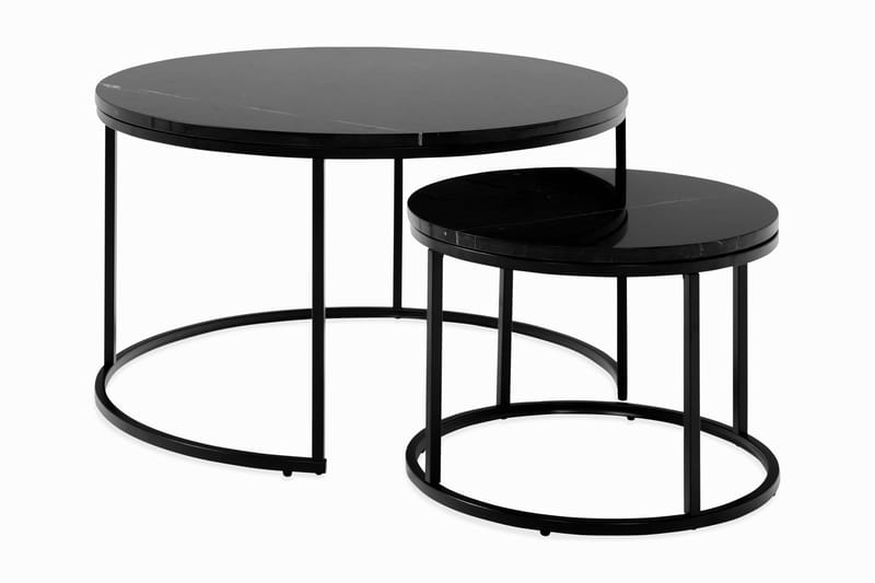 Settbord Titania 80 cm Rundt Marmor - Svart - Møbler - Bord - Spisebord & kjøkkenbord